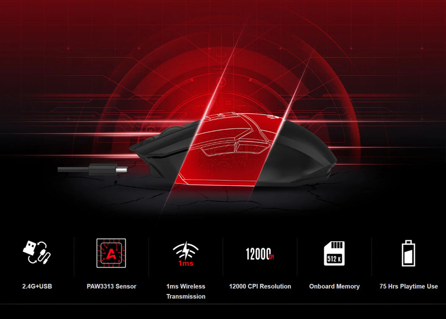 Bloody R36 Ultra Dual Mode Wireless Gaming Mouse