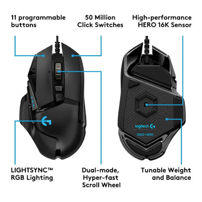 Logitech G502 HERO Wired Gaming Mouse ( Open Box )