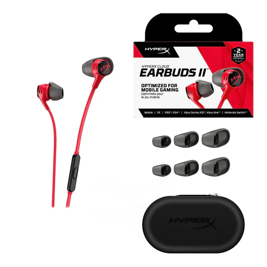 HyperX Cloud Earbuds II – Red Gaming Earbuds with Mic | New & Original