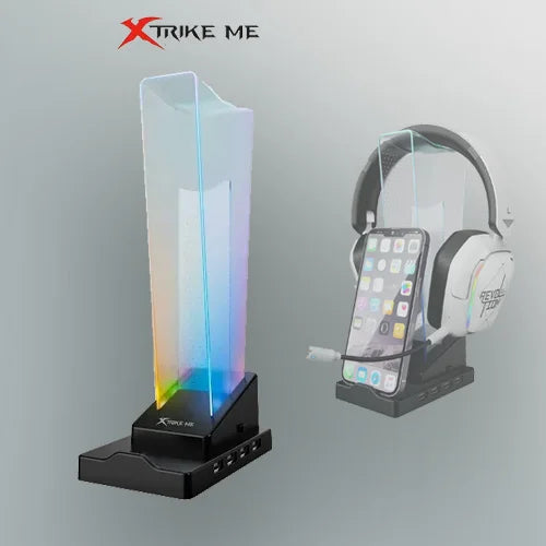 Xtrike Me HT-09 Headset & Phone Stand with 4 USB Port and RGB Light