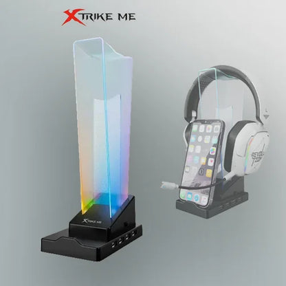 Xtrike Me HT-09 Headset & Phone Stand with 4 USB Port and RGB Light